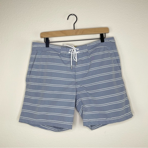 Bonobos Striped Swim Trunk/ Board Short in Blue and White size 33 - Picture 1 of 8
